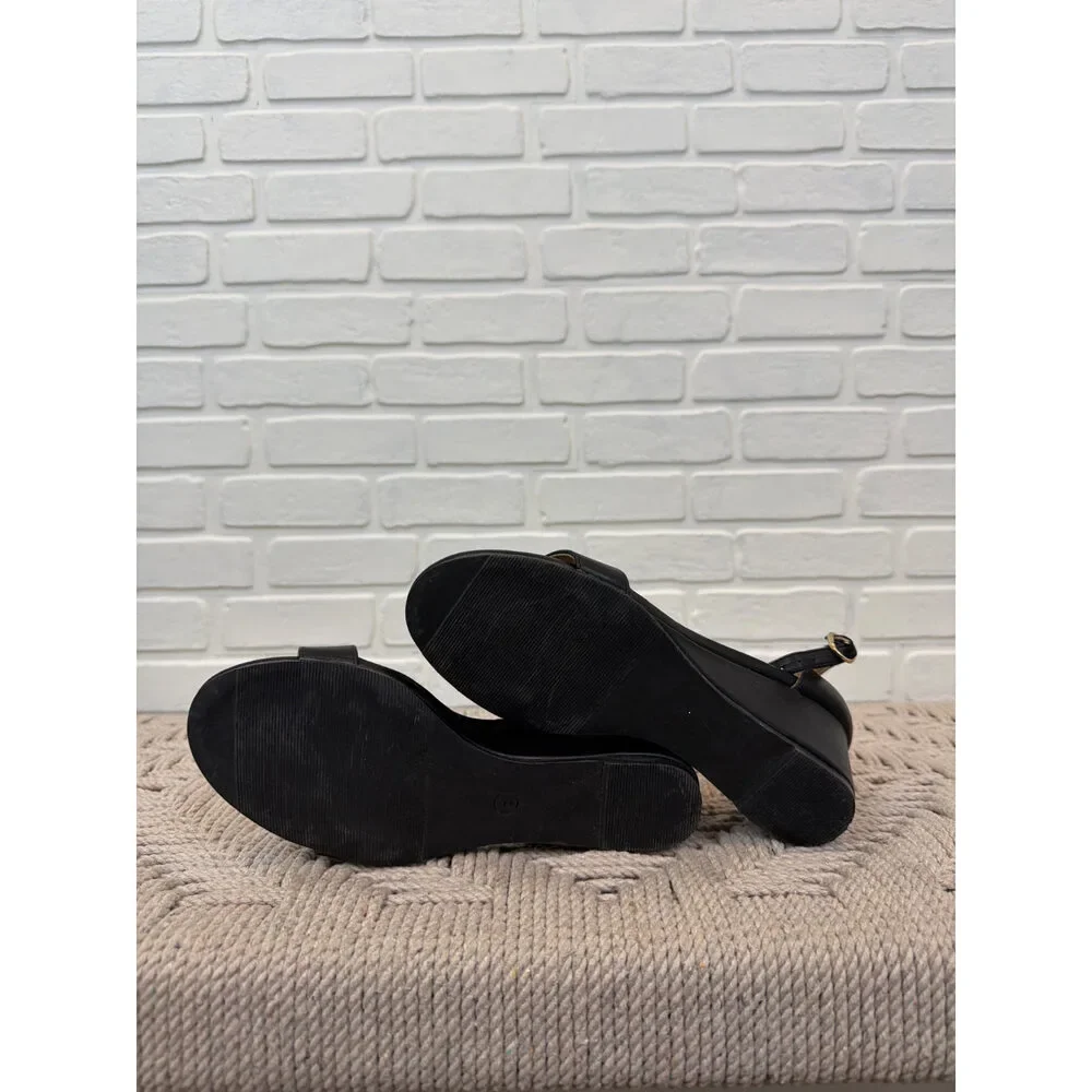 Didifu Ankle Strap Wedge Sandals Black Open Toe Size 5